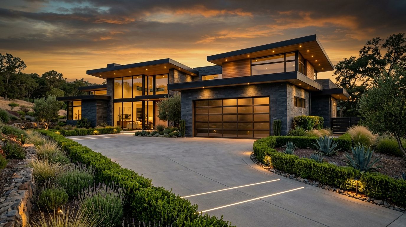Bethany Garage Door Repair Service Exterior Closed Garage Door at Twilight